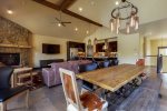 Rustic dining table, with seating for eight